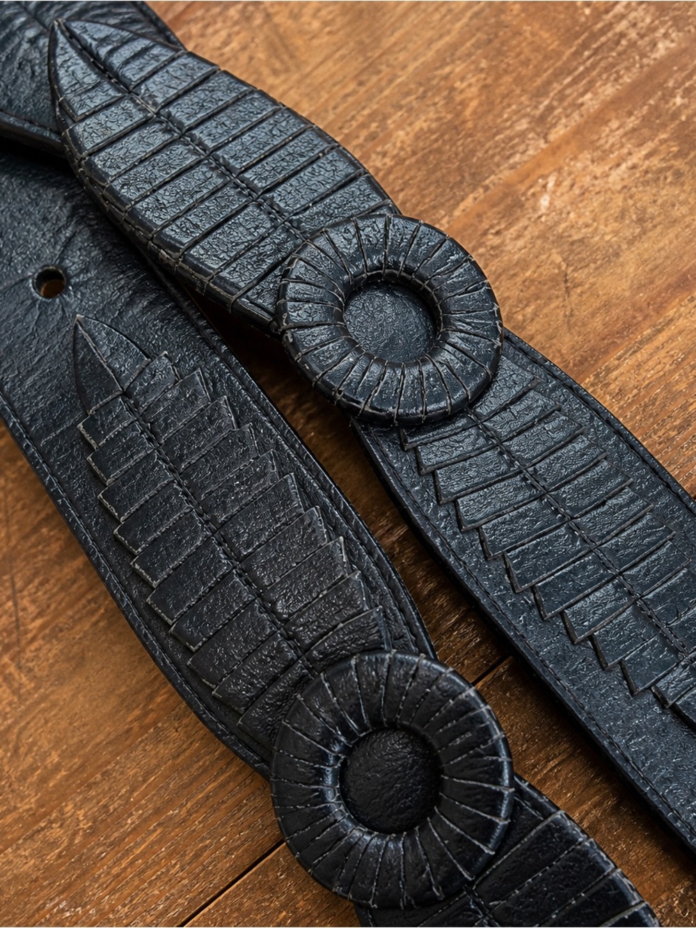 Vintage Black Leather Belt Size 32 Western Tooled Boho Statement Belt